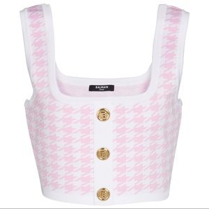 Balmain Houndstooth jacquard knit crop top